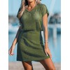 CUPSHE Women's Swimwear Cover Up Crochet Mini Dress Button V