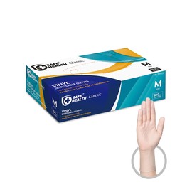 Safe Health Vinyl Disposable Gloves, Food Safe, Latex Free, Powder Free, Clear, Box of 100, Medium, 3 mil, Cleaning, Salon, Service, Office, Household, Daily
