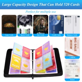 AULEEP Red Trading Card Album 4 Compartments Holds 520 Cards, Removable Cards Scrapbook Small Scrapbook Cards Football Album for Trading Cards Cards