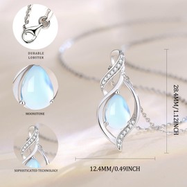 FANCIME June Birthstone Necklace for Women Moonstone Teardrop Necklace S925 Sterling Silver Infinity Love Birthday Gifts for Mom Women, 16"+2" Inches