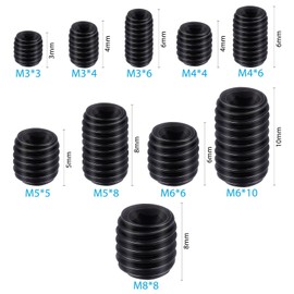 200Pcs Allen Head Socket Set Screws Internal Hex Drive Cup Point Grub Screw Assortment Kit Metric M3/M4/M5/M6/M8