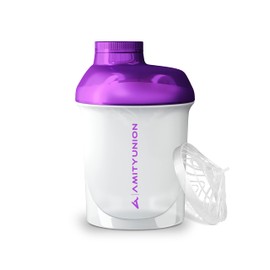 Amityunion Protein Shaker Deluxe 400 ml, Leak-Proof, BPA-Free Fitness Cup with Sieve and Scale for Creamy Whey Powder Shakes, Isolates, Sports Concentrates