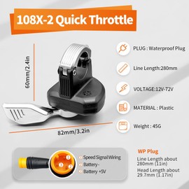 HUDAMZKY EBike Thumb Throttle 24V,36V,48V,52V,60V 108X-2 Left Thumb Throttle Speed Control 3 Pin Waterproof/SM Connector for Electric Scooters and E-Bike