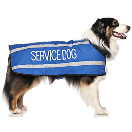 SERVICE DOG (Do Not Disturb/Dog Is Working) Blue Colour Coded S M L Reflective Waterproof Fleece Lined Warm Dog Coats PREVENTS Accidents By Warning Others Of Your Dog In Advance (M-L)