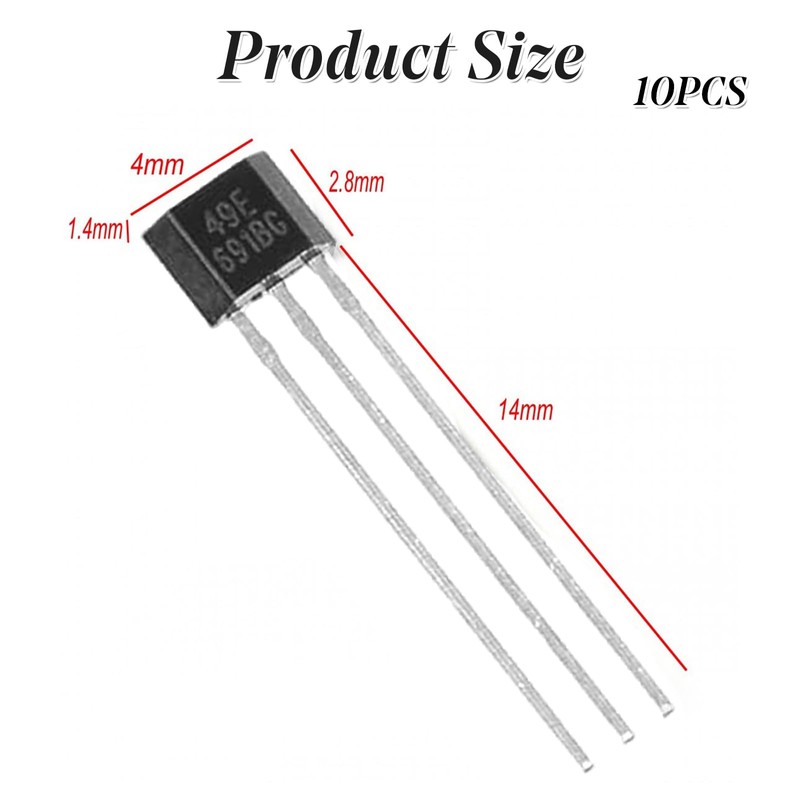 10Pcs Black Hall Element 49E Oh49E Ss49E Linear Sensor Hall