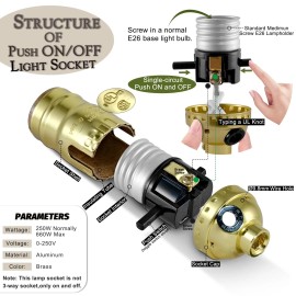 Emnooti Lamp Socket with Push ON/Off Switch,Medium Screw Push Socket,Floor and Table ...