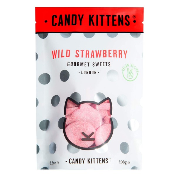 Candy Kittens Dulces veganos gourmet de fresa salvaje, 108 g