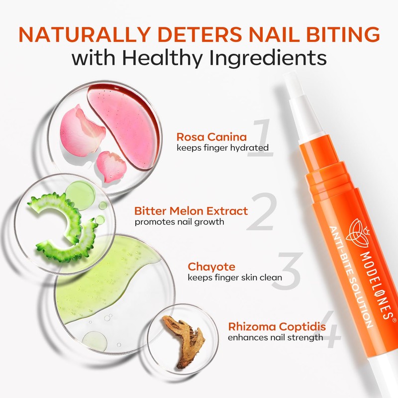 modelones Stop Nail Biting Pen,Orange Nail Biting Prevention