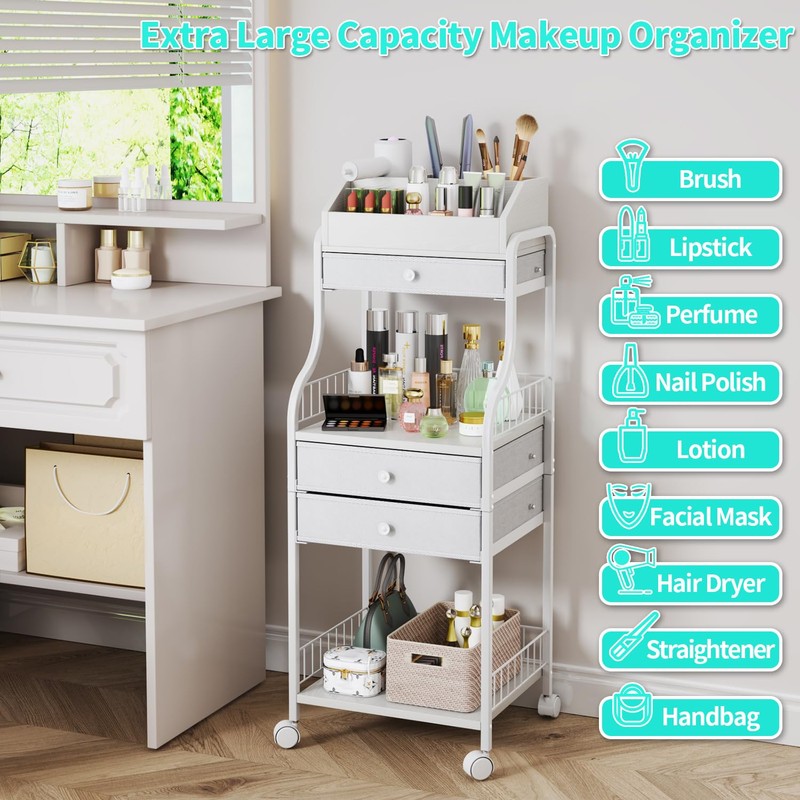 HapiRm Floor Makeup Organizer Storage - Vanity Skincare Make Up