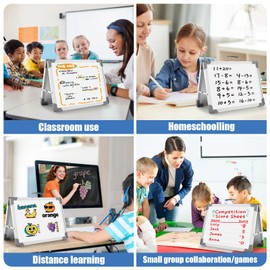 White Board Dry Erase 16" x 12", Magnetic Portable Foldable Whiteboard Double Sided Desktop Dry Erase Board Easel on Table Top with Holder for Classroom, Office, Homeschooling, School Supplies