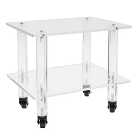 YIYIBYUS Acrylic Printer Stand 2 Tier Under Desk Printer Table with Wheels,Rolling Under Desk Printer Cart Machine Stand Storage Rack Office (Clear)