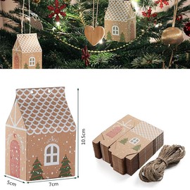 Pack of 20 Christmas Gift Boxes, Christmas Candy Boxes, Kraft Paper Christmas Party Gift Box