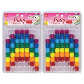 126 Pcs Beads Jewelry Making Kit DIY Hair Braiding Bracelet Ornaments Crafts Jumbo Round Pony (Rainbow)