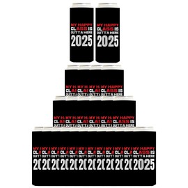 Senior Graduation Party Favor Funny Can Coolie My Happy Class Outta Here 2025 Graduation Party Decor 24-Pack Ultra Slim Can Drink Thermocoolers Party Pack