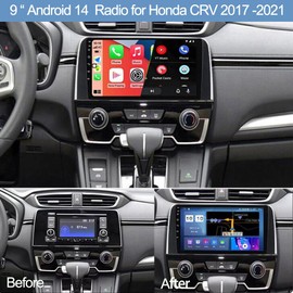 4GB+64GB 9 Inch Android 14 Upgrade Car Stereo Radio for Honda CRV 2017 2018 2019 2020 2021 Touch Screen Car Radio GPS Navigation Multimedia MP5 Player Support AHD Camera Carplay/Android Auto