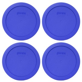 Pyrex 7201-PC Sapphire Blue Round Plastic Food Storage Replacement Lid, Made in USA - 4 Pack