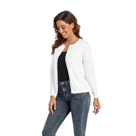 CUNYI Women's Crew Neck Cardigan, White