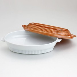 Hasami ware Fashion Baking Dishes with Lid (Cookware Function Plate) Made in Japan Thin Red Lid: 12.6 × 21.2 × 2.8 cm Extra: 11.7 × 21 × 3.9 cm