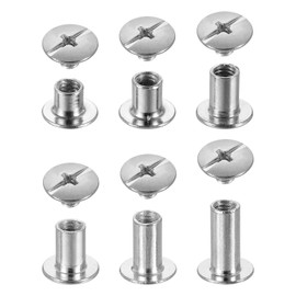 sourcing map 90 Sets Chicago Screw Rivets Metal Phillips Head Binding Screws Post Nail Rivet Stud Screw for DIY Leather Belt Bag Craft Bookbinding, 6 Sizes, Silver Tone