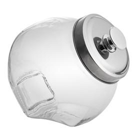 Restaurantware Vetri 0.3 Gallon Penny Jar 1 Durable Candy Jar - With Wide Spout Chrome Lid Clear Glass Cookie Jars For Kitchen Counter Dishwashable