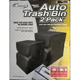 Cintog 2 PACK of Cintog Wet/Dry Auto Trash Bins - One Large and One Small Bin - Black