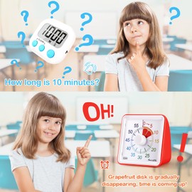 Secura 60-Minute Visual Countdown Timer for Kids & Adults, Classroom Time Management Tool (Red)