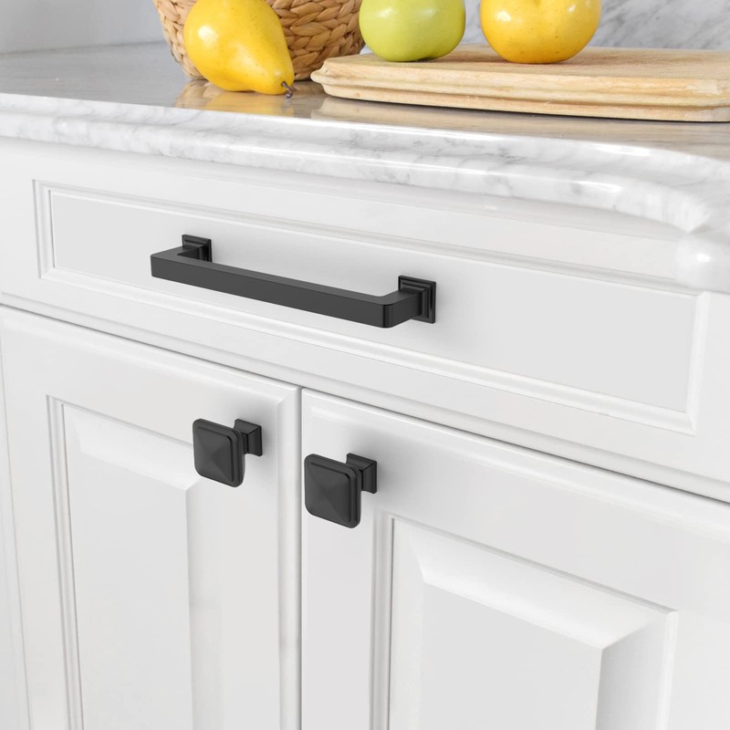 Amerdeco 10 Pack Matte Black Cabinet Pulls 5 Inch(128MM) Hole