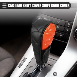 Motoforti Universal Car Gear Shift Cover Shift Knob Cover Gear Stick Cover Shift Gear Cover, Fashionable, Faux Leather, Black Orange