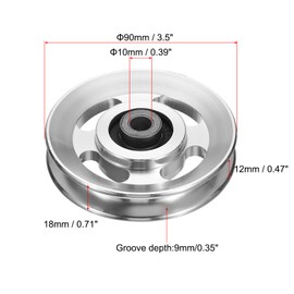 PATIKIL Universal Bearing Pulley Wheel 90mm/3.5", Aluminium Alloy Bearing Pulley Wheel Lifting Bearing Wheel Replace for Gym Equipment Part Cable Machine