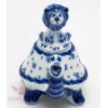Handmade Porcelain Gzhel teapot Tortoise turtle with Lion cub as