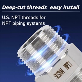 1/2" Male x 1/2" Male Hex Nipple Pipe Fittings, 304 Stainless Steel 1/2 inch NPT Male Threaded Pipe Adapter Fittings Equal Nipples Connectors for Plumbing/Gas/Hydraulic Lines (2-Pack)