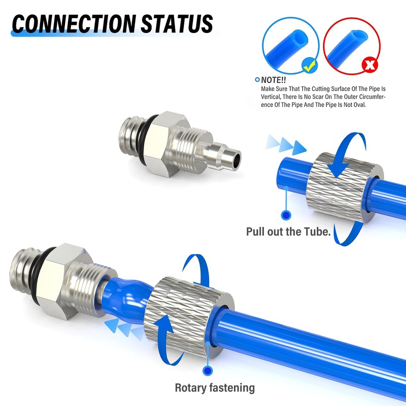 TAILONZ PNEUMATIC 4MM Tube OD x M4 Thread Straight Miniature