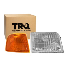 TRQ 4 Piece Driver & Passenger Side Headlight Front Corner Light Assembly Set Compatible with 2002-2004 Ford Excursion With No Boundaries Package F250 F350 Super Duty 2002-2003 F450 F550 FO2502147