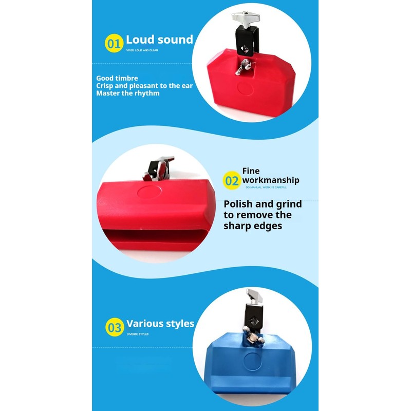 Plastic Musical Jam Block, Latin Percussion Instrument, Blue，Hand Percussion (Blue)