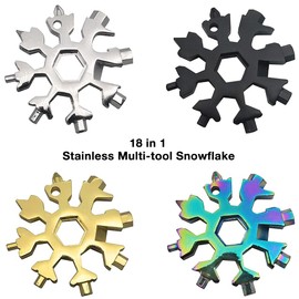 18 in 1 Stainless Multi-tool Snowflake Keychain Wrench Screwdriver Bottle Opener (Rainbow)
