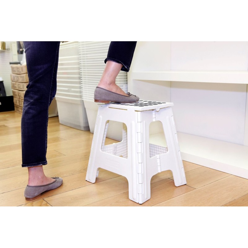 Kikkerland Rhino Tall Folding Step Stool, White