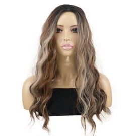 onemily Hair Toppers for Women 20 Inch Long Curly Hair Topper with Blonde Highlights Clip In Hair Topper Add Hair Volume Synthetic Wiglets Hair Pieces For Women (Brown)