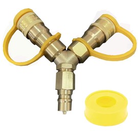 HHXS 3/8 Inch Y-Splitter Natural Gas Quick Connect/Disconnect Adapter for Natural Gas Grills,Pizza Oven,RV and Patio Firepit,etc Low Pressure Natural Gas or Propane Systems