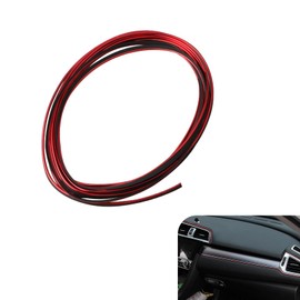MOXRUQ Car Interior Moulding Trim Strip, 32.8ft Electroplating Car Interior Filler Insert Strips for Door Dashboard, Molding Line, DIY Vehicle Interior Flexible Strip with Install Tool (Red)