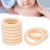 Atyhao 10Pcs 65mm Wooden Teether Rings, Natural Wood Loop Ring