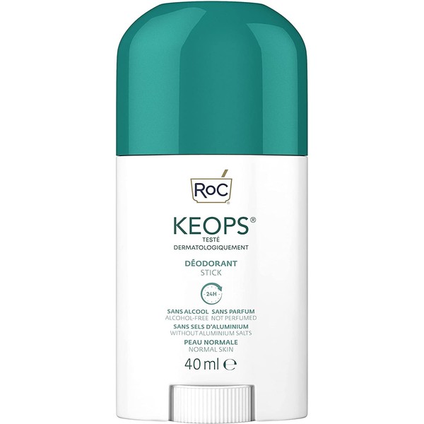 RoC - KEOPS Deodorant Stick - 24 Hours Effectiveness - Alcohol-free and Perfume-Free - No Aluminium Salts - Normal Skin - 40 ml
