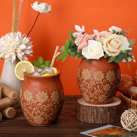 Ninehaoou 2 Pcs 16 oz Cantaritos De Barro, Dia De Los Muertos Vase