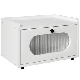 IZLIF Bread Box for Kitchen Countertop Large Bread Box Farmhouse Bread Container Bread Storage with Window Bread Holder, White