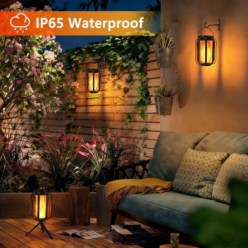 Toodour Solar & Battery Powered Lantern Outdoor Lights, 2 Pack