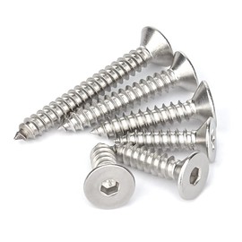 ANSIEDIO M6 Wood Screws Countersunk Screws Flat Head Hexagon Socket Tapping Screws Stainless Steel Chipboard Screws M6 x 25 mm Pack of 10