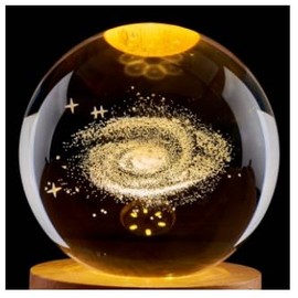 PETMIMIXD 3D Galaxy Nebula Crystal Ball Night Light with Single-Tone Warm Light, Plastic Base LED Desk Lamp for Bedroom Decor, Astronomy Gifts for Kids Adults
