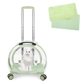 Transparent & Fully Breathable Hard cat Carrier with Rolling Wheels for Dogs, Cats, or Bunnies, Multiple Carrying Options, Perfect for Traveling/Taking a Walk