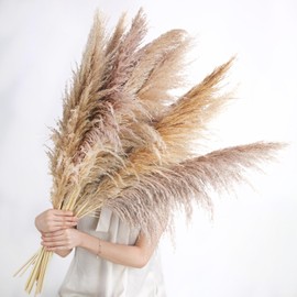 Geniff 20 Stems Natural Pampas Grass Decor 40" Tall Dreid Pampas Grass for Wedding, Party, Farmhouse, Brown Dreid Flowers Boho Home Decor