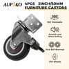 Aupoko 4Pcs Furniture Castors with 4 Brakes 50mm, L-Shaped Brake