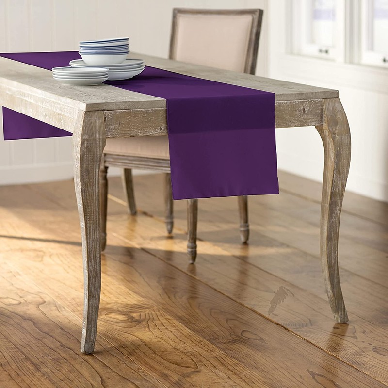 LA Linen Polyester Poplin Table Runner 14 by 108-Inch, Purple,